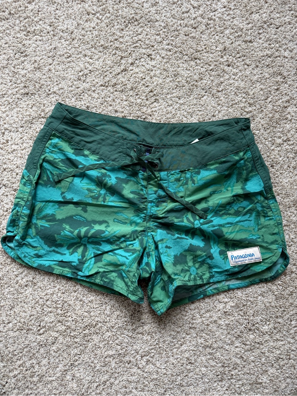 Patagonia Teal and Green Floral Swim Shorts